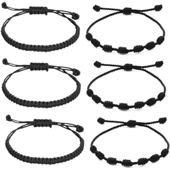 6 Pieces Handmade Knots Red Black Evil Eye Bracelets - Picture 1 of 6